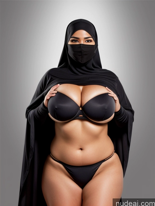 ai nude image of araffe woman in a black hijab and a black mask pics of Huge Boobs Big Hips Niqab Partially Nude Ninja