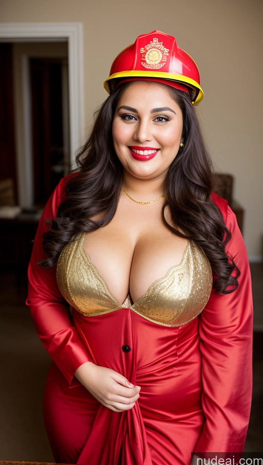 ai nude image of araffe dressed in a fireman's uniform posing for a picture pics of Milf Busty Beautiful Lipstick Fat Chubby Thick Big Hips 20s Happy Seductive Brunette Long Hair Russian Party Front View Straddling Nun Firefighter Bra Victorian Sari Cleavage Gold Jewelry