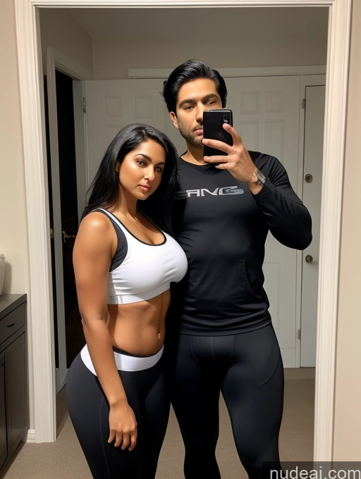 related ai porn images free for Woman + Man Perfect Boobs Beautiful Big Ass Thick Big Hips Perfect Body 30s Sexy Face Shocked Serious Black Hair Indian Mirror Selfie Bathroom Front View T-pose Yoga Pants Sports Bra Sports Detailed Dark Lighting