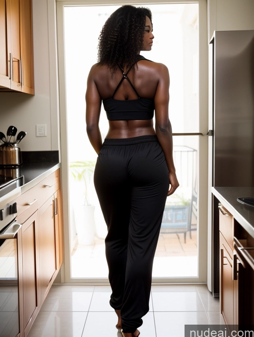 ai nude image of there is a woman standing in a kitchen with a refrigerator pics of Big Ass Perfect Body 40s African Kitchen Back View Cooking Harem Pants