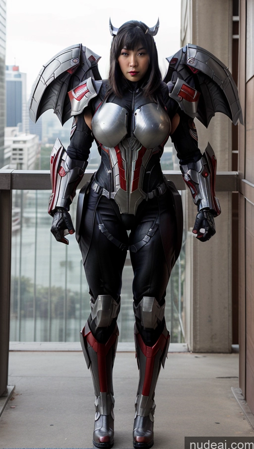 ai nude image of araffe dressed in armor standing in front of a window pics of Vampire Has Wings Mech Suit Superhero Abs Sci-fi Armor Bodybuilder Muscular Busty Japanese