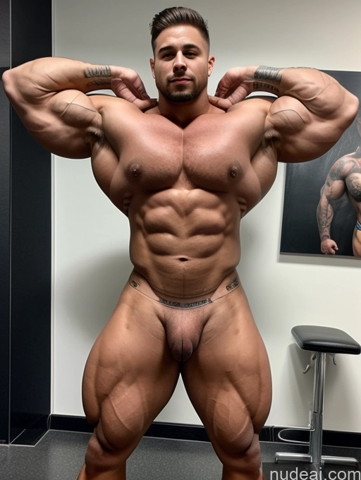 ai nude image of a man posing for a picture in a gym room with his muscles spread pics of Bodybuilder Huge Boobs Tattoos Big Ass Thick Muscular Beautiful