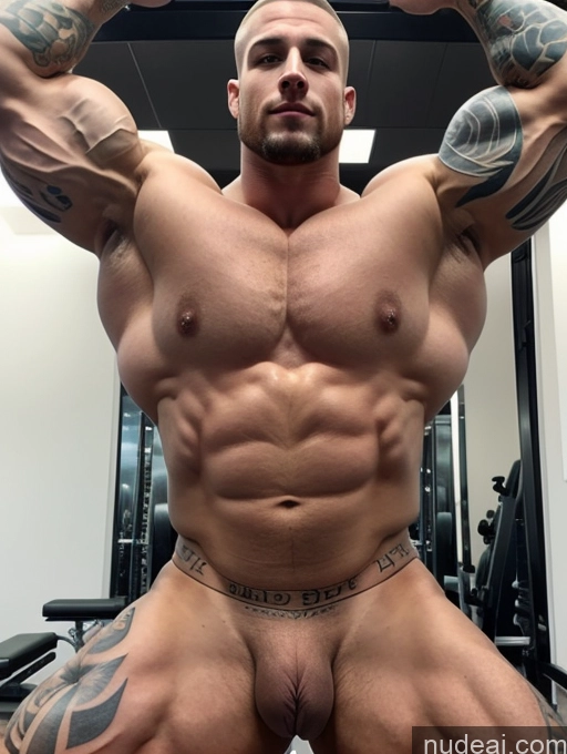 ai nude image of arafed man with tattoos on his arms and chest in a gym pics of Bodybuilder Huge Boobs Beautiful Tattoos Muscular Big Ass Thick White