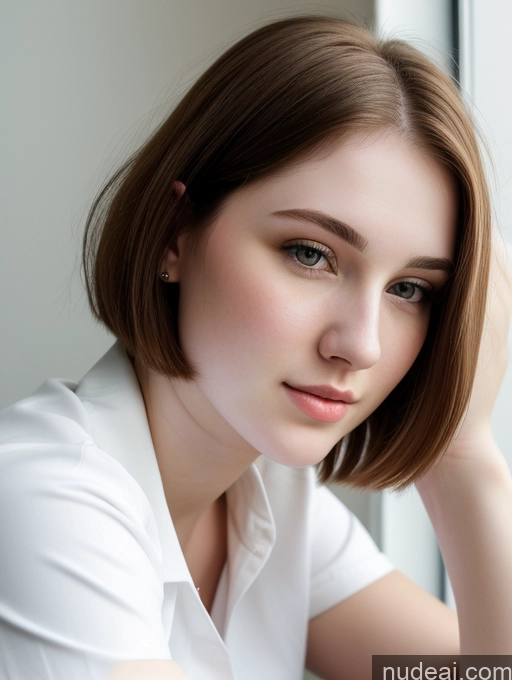 related ai porn images free for Beautiful Thick Fairer Skin 18 Brunette Russian Close-up View Shirt Bobcut