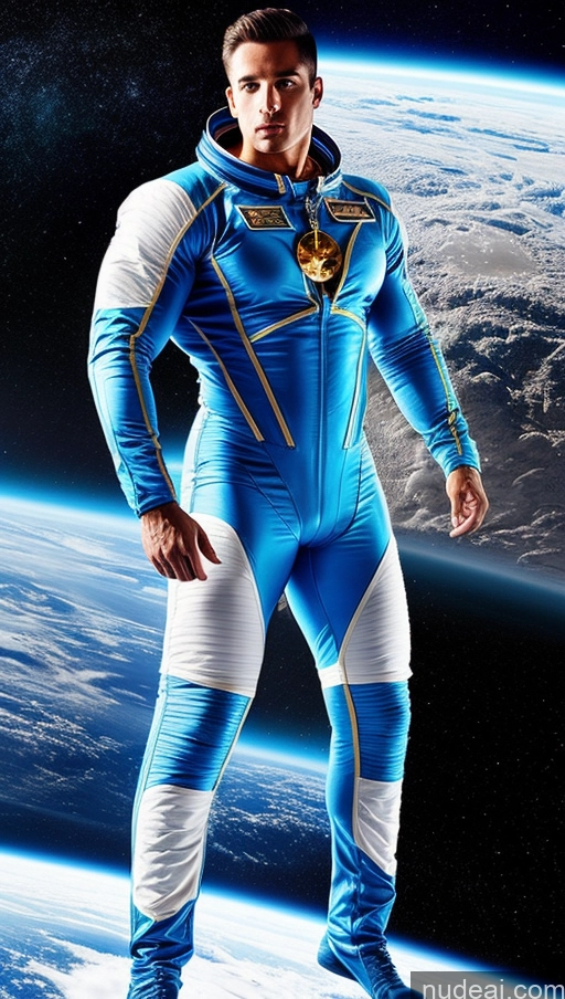 ai nude image of arafed man in a space suit standing in front of a planet pics of Space Suit Bodybuilder