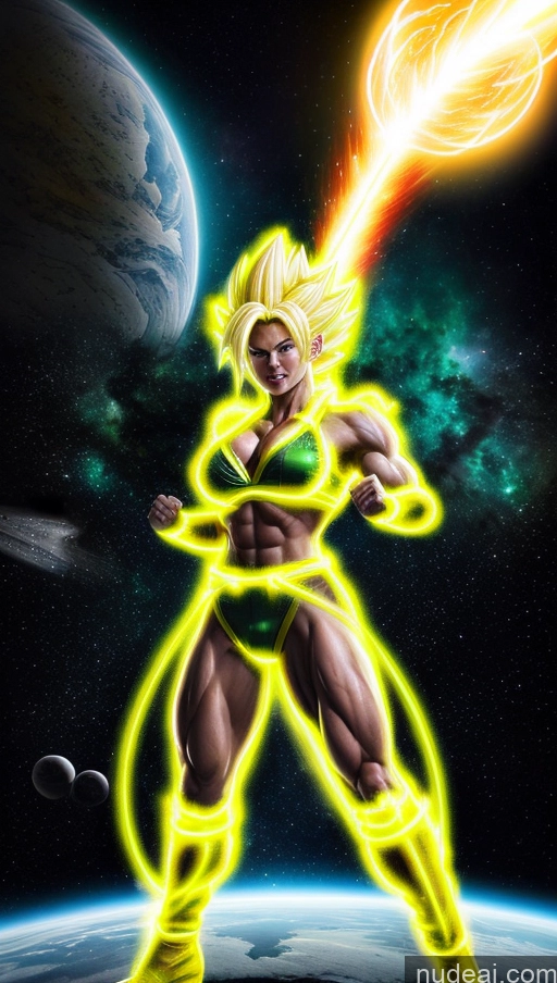 related ai porn images free for Space Suit Super Saiyan 3 Neon Lights Clothes: Yellow Powering Up Abs Muscular Perfect Boobs One