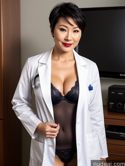 related ai porn images free for Milf Perfect Boobs Lipstick Pixie Asian Bra Doctor Lab Coat Cleavage Partially Nude Dark Lighting