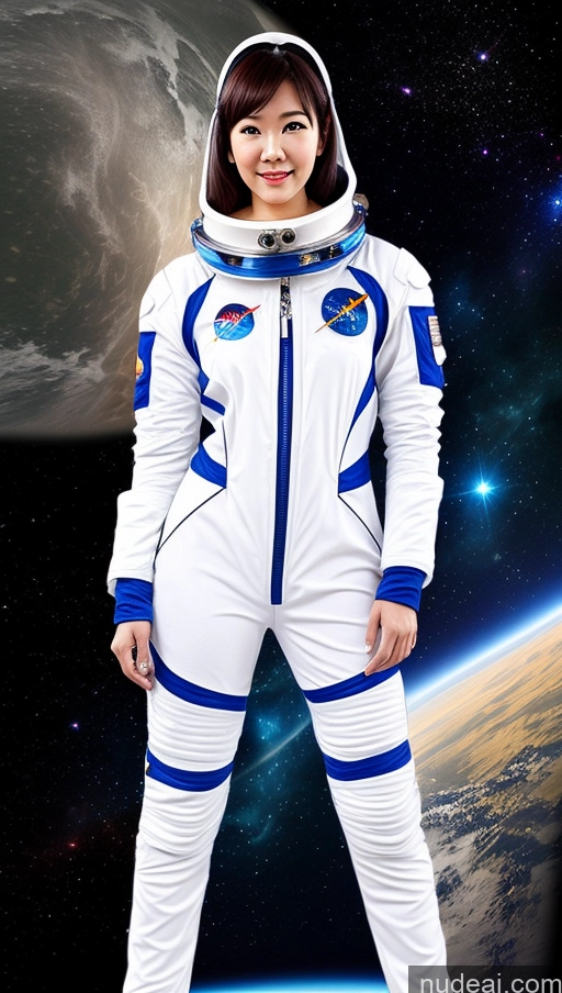 ai nude image of arafed woman in a space suit standing in front of a planet pics of Space Suit Cosplay