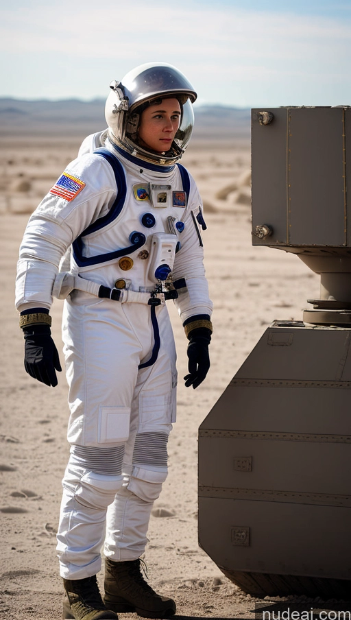 ai nude image of arafed astronaut in white spacesuit standing in desert area pics of Space Suit Military