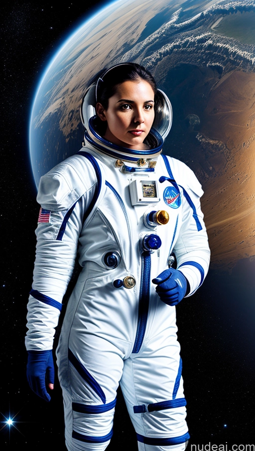 ai nude image of arafed woman in a space suit standing in front of a planet pics of Space Suit Kidnapped-bdsm-willing Partner