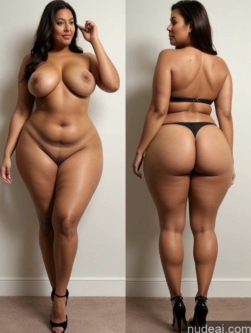 ai nude image of arafed woman in a black thong and high heels posing for a picture pics of Tall Long Legs Big Hips Big Ass Chubby Thick Abs Busty Beautiful Perfect Boobs Nude High Heels Two 40s