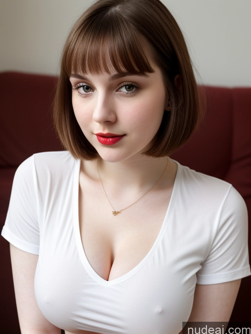 related ai porn images free for Beautiful Fairer Skin Thick 18 Brunette Bobcut Russian Close-up View Lipstick Shirt Perfect Boobs Busty