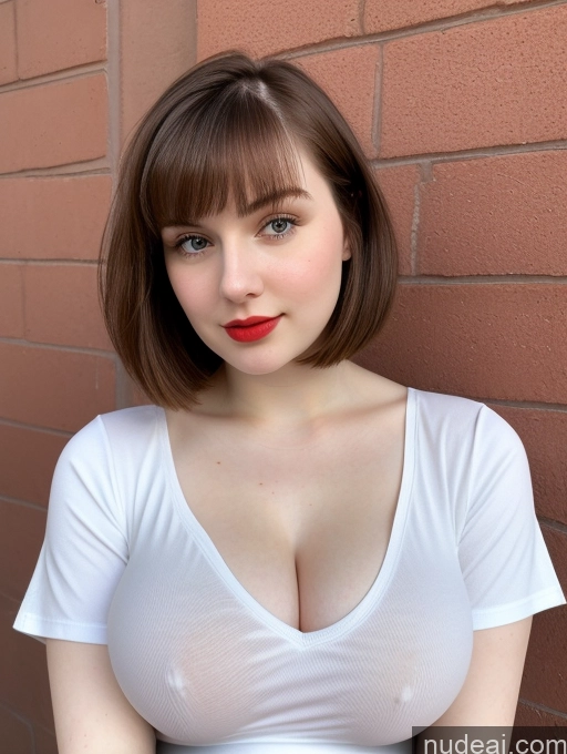 related ai porn images free for Beautiful Fairer Skin Thick 18 Brunette Bobcut Russian Close-up View Lipstick Shirt Perfect Boobs Busty