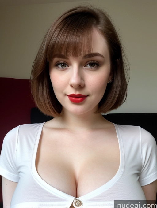 related ai porn images free for Beautiful Fairer Skin Thick 18 Brunette Bobcut Russian Close-up View Lipstick Shirt Perfect Boobs Busty