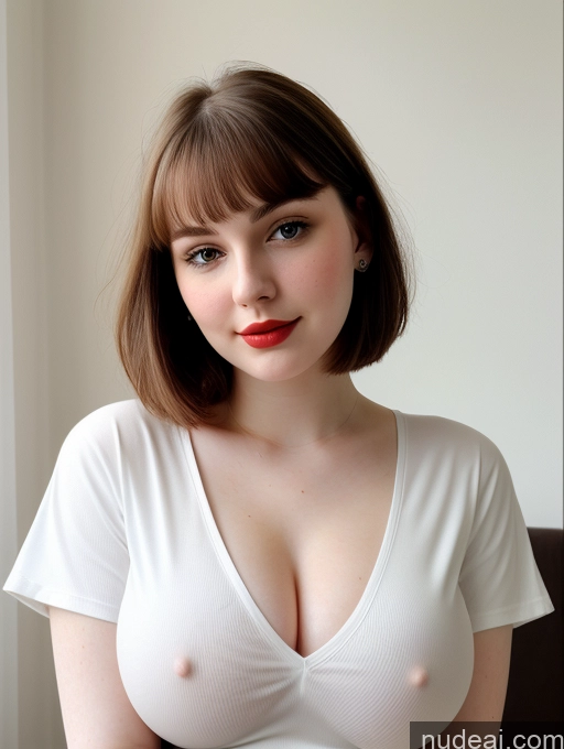 related ai porn images free for Beautiful Fairer Skin Thick 18 Brunette Bobcut Russian Close-up View Lipstick Shirt Perfect Boobs Busty