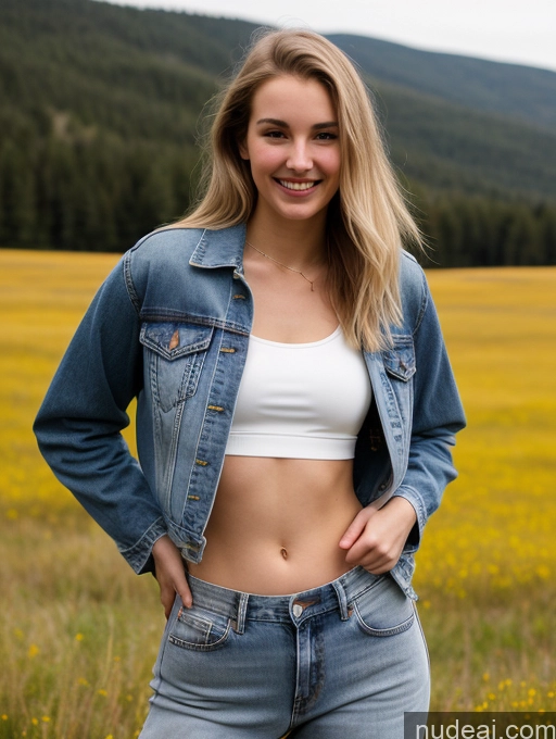 related ai porn images free for Sorority Several Small Tits Tall Skinny Fairer Skin 18 Happy Straight White Meadow Front View Jeans Jacket Crop Top