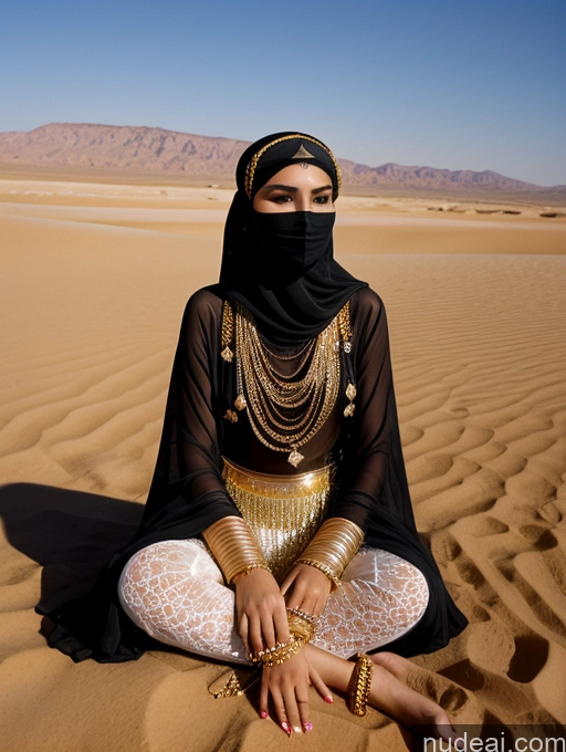 related ai porn images free for Miss Universe Model One Tanned Skin Beautiful 18 Seductive Black Hair Ponytail Arabic Film Photo Desert Gold Jewelry Detailed Spreading Legs Traditional Niqab Transparent