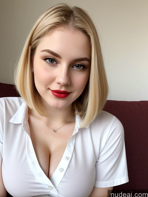 related ai porn images free for Busty Perfect Boobs Beautiful Lipstick Thick Fairer Skin 18 Russian Close-up View Shirt Blonde Bobcut