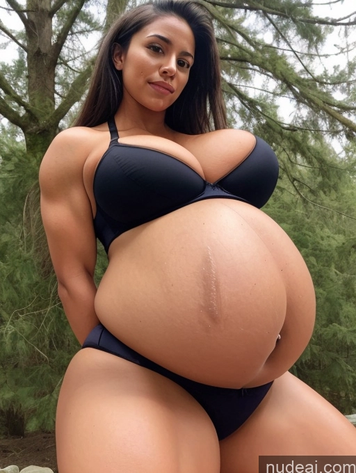 ai nude image of a pregnant woman in a black bikini posing for a picture pics of Huge Boobs Big Ass Pregnant Belly Inflation, Cuminflation, Overeating Bra Thong Muscular Bodybuilder Latina 18