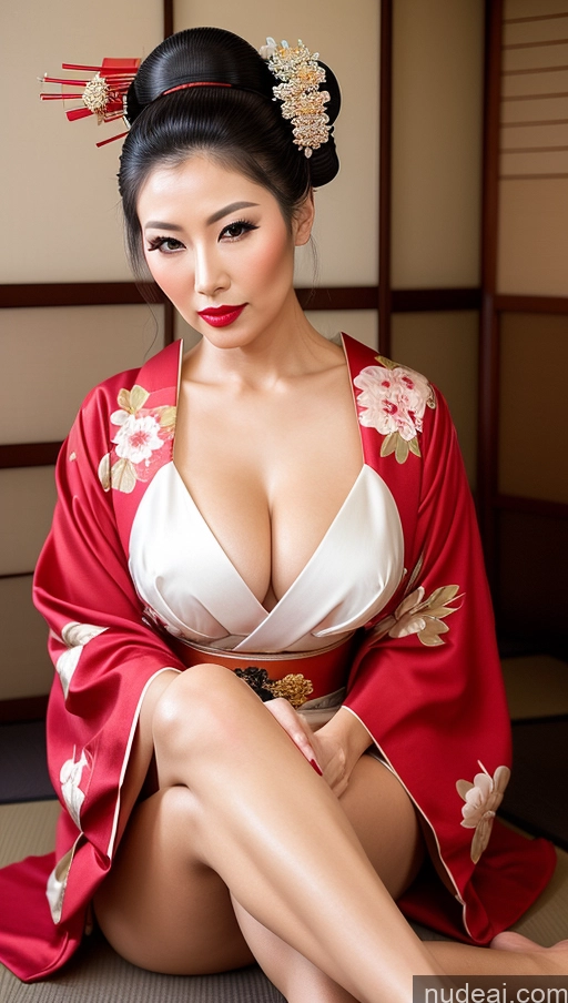 related ai porn images free for Milf Small Tits Beautiful Lipstick Long Legs 40s Pouting Lips Hair Bun Japanese Close-up View Spreading Legs Geisha High Heels Kimono Cleavage