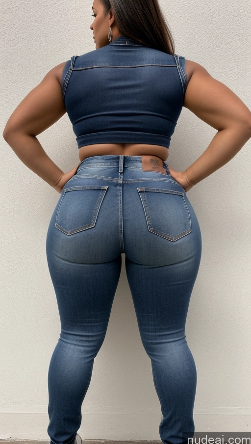 ai nude image of araffe butt lifter in a blue top and jeans pics of Athlete Big Ass Big Hips Jeans Back View