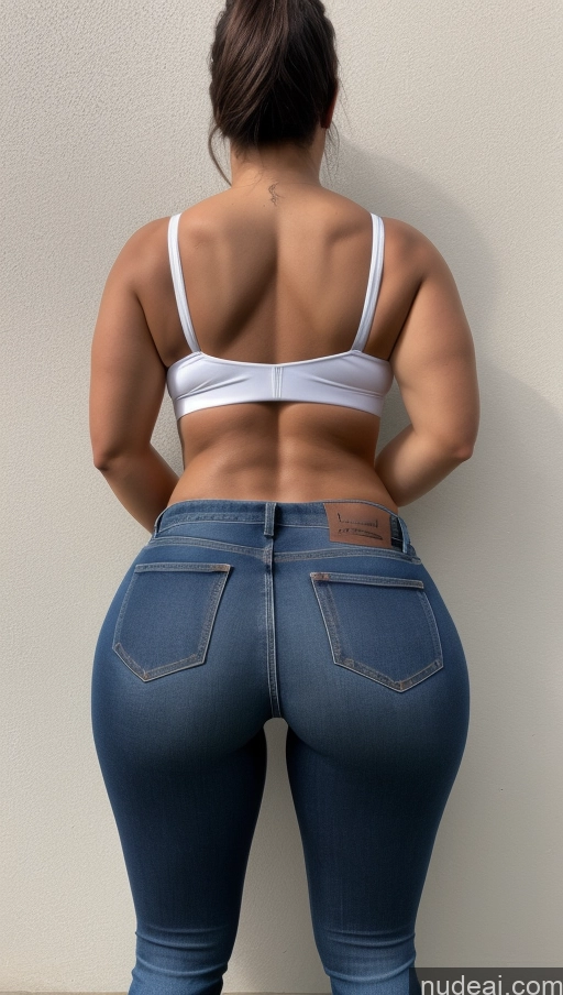 ai nude image of araffe butt of a woman in jeans and a white bra top pics of Athlete Big Ass Big Hips Jeans Back View