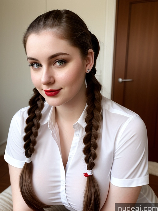 related ai porn images free for Woman Busty Perfect Boobs Beautiful Thick Fairer Skin 18 Brunette Pigtails Slicked Russian Shirt Lipstick