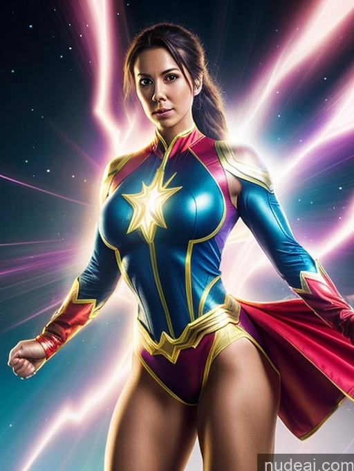 related ai porn images free for Busty Muscular Cosplay Superhero Science Fiction Style Neon Lights Clothes: Yellow Powering Up Heat Vision Dynamic View Mary Thunderbolt Transparent Ponytail