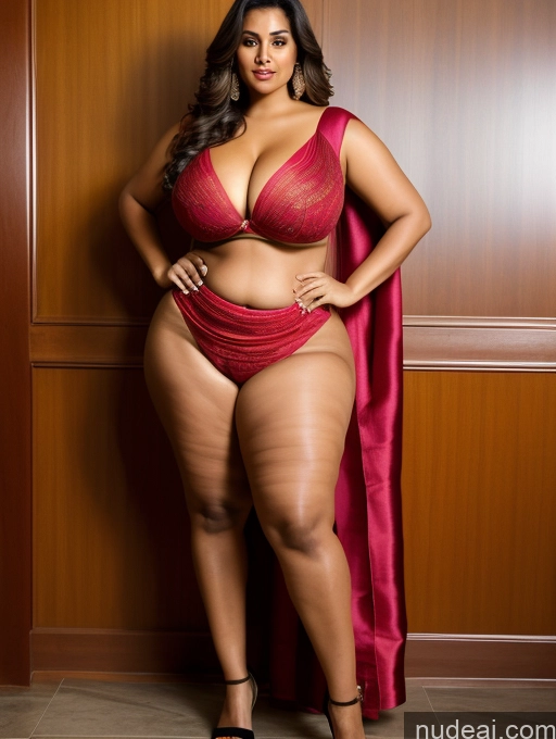 ai nude image of araffe woman in a red lingerie posing for a picture pics of Busty Huge Boobs Perfect Boobs Big Ass Big Hips Long Legs Tall Perfect Body Thick Chubby Fat Sari Indian Blouse Miss Universe Model Partially Nude