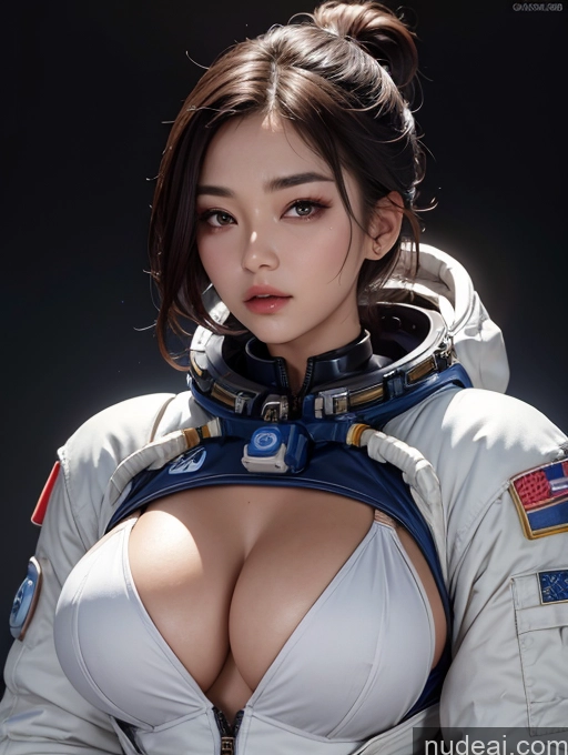 ai nude image of a close up of a woman in a space suit with a big breast pics of Korean Perfect Boobs Space Suit Cleavage