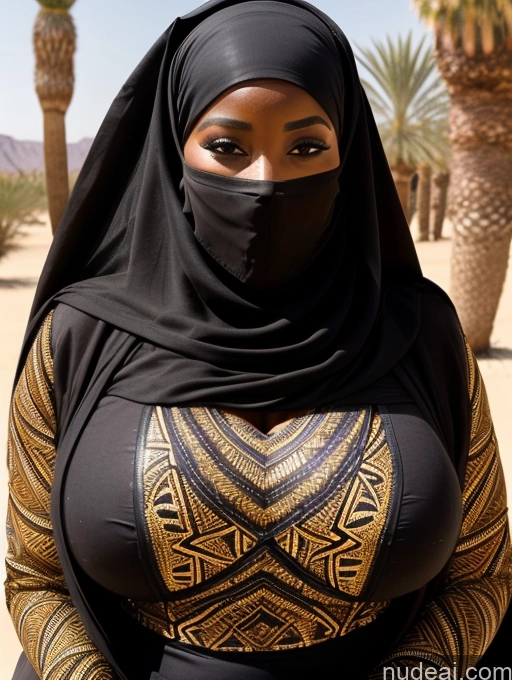 ai nude image of arafed woman in a black and gold dress and a black hijab pics of Oasis Huge Boobs African Thick Wedding Niqab