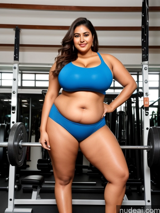 ai nude image of a woman in a blue bikini posing for a picture in a gym pics of Miss Universe Model Busty Huge Boobs Perfect Boobs Beautiful Big Ass Thick Chubby Fat Big Hips Long Legs Short Perfect Body Sexy Face Indian Gym Sari