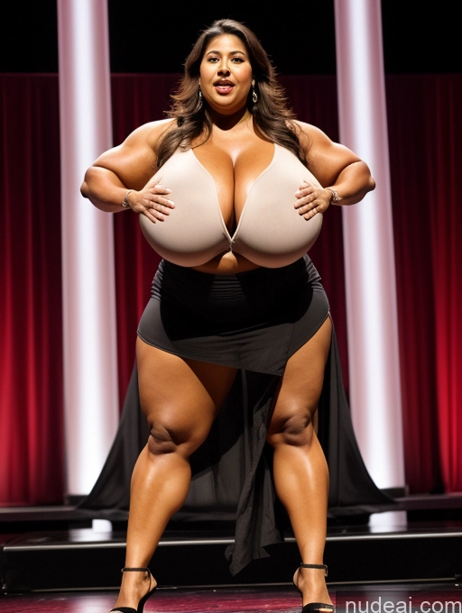 ai nude image of araffe woman in a black dress posing on a stage pics of Huge Boobs Busty Perfect Boobs Beautiful Big Ass Thick Chubby Fat Big Hips Long Legs Muscular Bodybuilder Tall Perfect Body Shocked French Stage Bending Over Blouse Sari