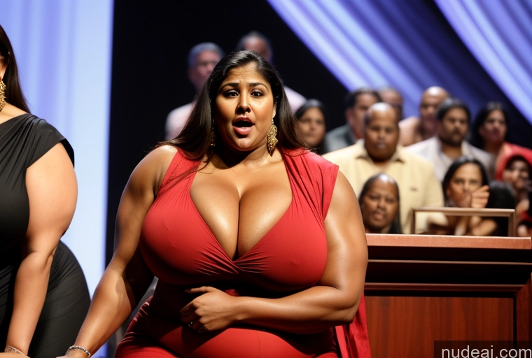 ai nude image of there are two women in red dresses standing next to each other pics of Huge Boobs Busty Perfect Boobs Beautiful Big Ass Thick Chubby Fat Big Hips Long Legs Muscular Bodybuilder Tall Perfect Body Shocked French Stage Bending Over Blouse Sari