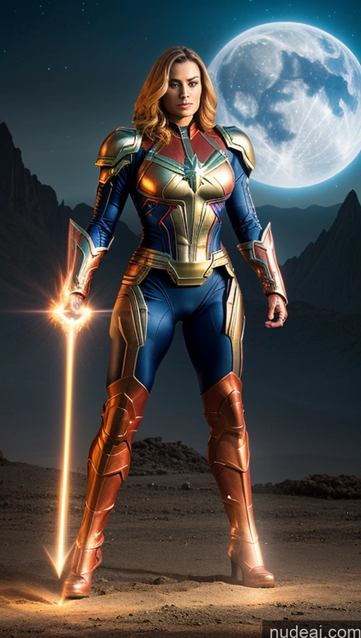 ai nude image of arafed woman in a costume with a sword in front of a full moon pics of Abs Muscular Busty Fantasy Armor Powering Up Perfect Boobs Sci-fi Armor Captain Marvel Mech Suit Bodybuilder Knight Regal