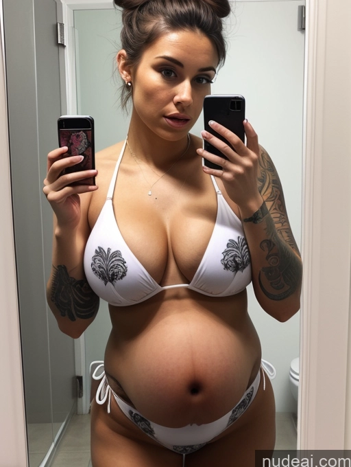 ai nude image of pregnant woman in white bikini taking selfie in mirror pics of Perfect Boobs Tattoos Big Hips Perfect Body Pubic Hair Pregnant Tanned Skin 18 Shocked Hair Bun German Mirror Selfie Bathroom Front View Bikini Detailed