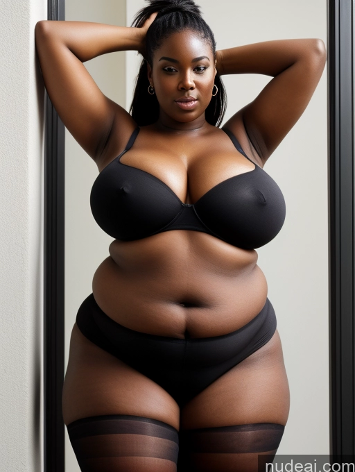 ai nude image of there is a woman in a black bra top posing for a picture pics of Huge Boobs Big Ass Fat Big Hips Pubic Hair 30s Ponytail Pantyhose No Panties Under Pantyhose Hairy Women African