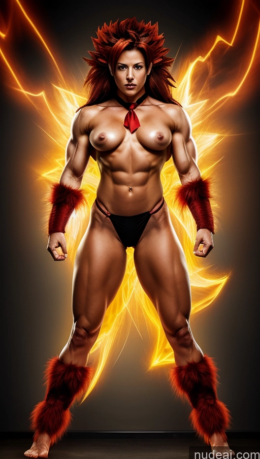 related ai porn images free for Tie Abs Muscular Busty Super Saiyan 4 Powering Up