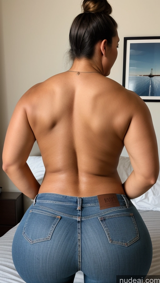 ai nude image of araffed woman in jeans showing off her butt on a bed pics of Big Hips Big Ass Back View Jeans Bedroom Thick Athlete Working Out