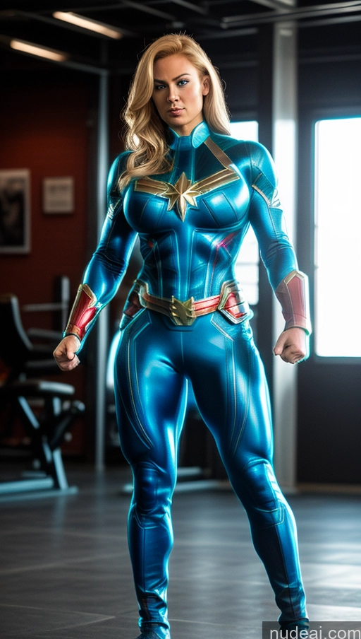 related ai porn images free for Captain Marvel Deep Blue Eyes Bodybuilder Busty Muscular Abs Powering Up Superhero Blue Hair Neon Lights Clothes: Blue Dynamic View Heat Vision