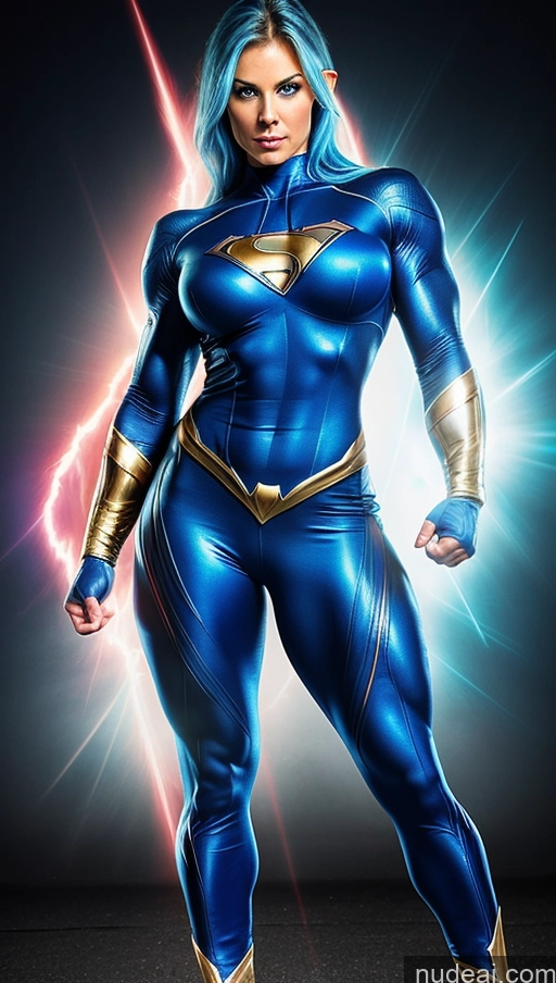 related ai porn images free for Deep Blue Eyes Bodybuilder Busty Muscular Abs Powering Up Superhero Blue Hair Dynamic View Heat Vision