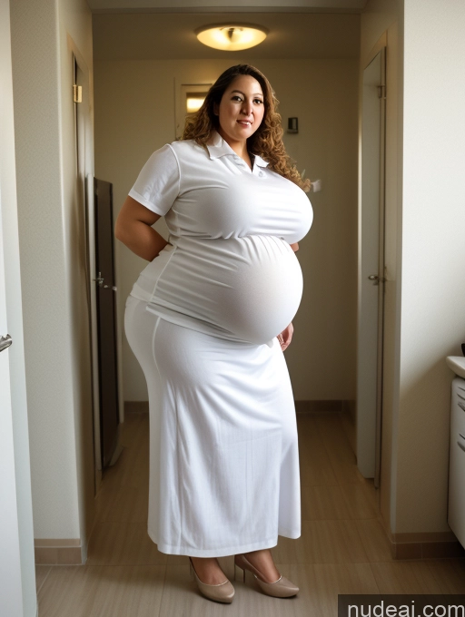 ai nude image of pregnant woman in white dress standing in a hallway with her hands on her hips pics of Hairy Women Wife Or Girlfriend Big Hips Long Legs Pubic Hair Seductive Sexy Face Brunette Italian Curly Hair 50s Pregnant Fat Obese Huge Boobs Hospital Long Skirt Polo