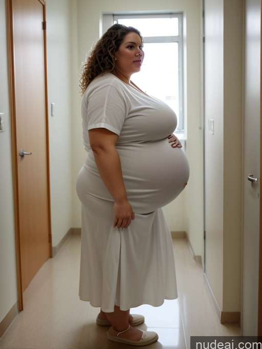 ai nude image of pregnant woman standing in a hallway with a white dress and shoes pics of Hairy Women Wife Or Girlfriend Big Hips Long Legs Pubic Hair Seductive Sexy Face Brunette Italian Curly Hair 50s Pregnant Fat Obese Huge Boobs Hospital Long Skirt