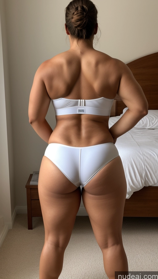 ai nude image of there is a woman in a white bikini and panties standing in a bedroom pics of Big Hips Big Ass Bedroom Back View Athlete Underwear