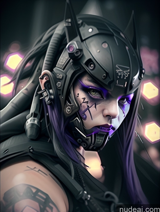 ai nude image of a close up of a person with a helmet on and purple hair pics of Athlete Angry Purple Hair Egyptian Stage Gothic Punk Girl Cyberhelmet V3 Huge Boobs Big Ass Big Hips