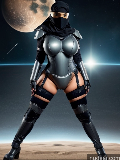 ai nude image of arafed woman in a futuristic suit standing on a planet pics of Huge Boobs Big Hips Pubic Hair Mech Suit Niqab Sci-fi Armor Stockings Big Ass