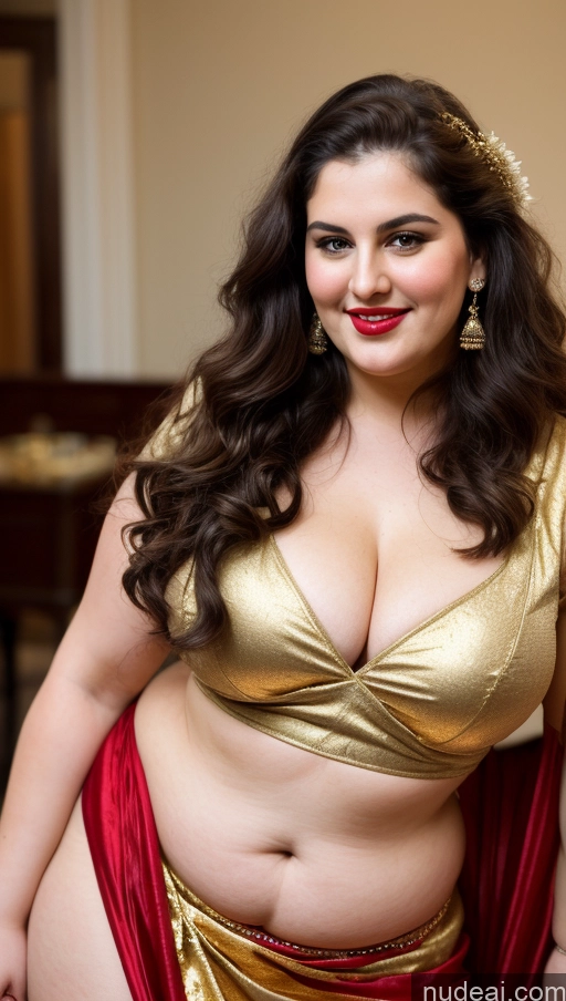 ai nude image of araffe woman in a gold dress posing for a picture pics of Milf Busty Beautiful Lipstick Chubby Thick Big Hips Fat Fairer Skin 18 Happy Seductive Brunette Long Hair Russian Party Front View Straddling Sari Blouse Dirndl Victorian Cleavage Gold Jewelry