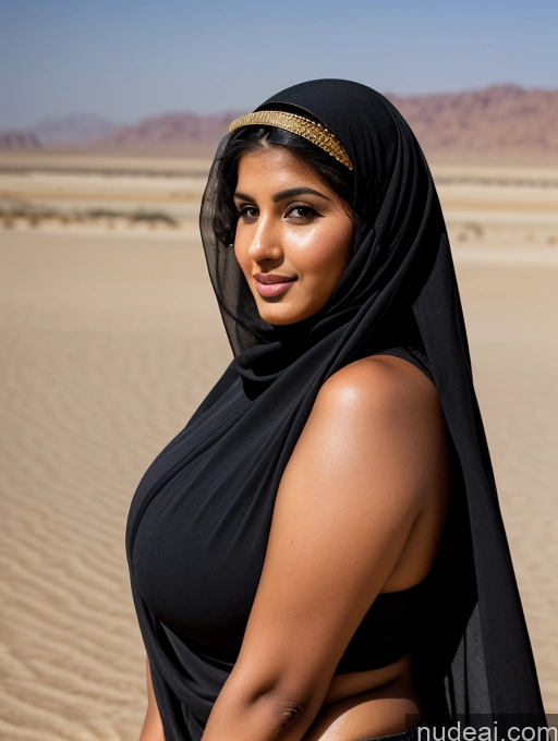 ai nude image of araffe woman in a black dress and a black head scarf pics of Middle Eastern Huge Boobs Tanned Skin Oasis Beautiful Model 20s Gold Jewelry Stylish Messy Niqab Chubby Thick