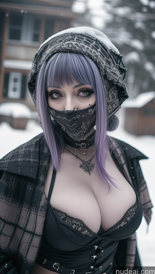 related ai porn images free for Purple Hair Gothic Punk Girl Close-up View Snow Busty Perfect Boobs Nigerian Milf