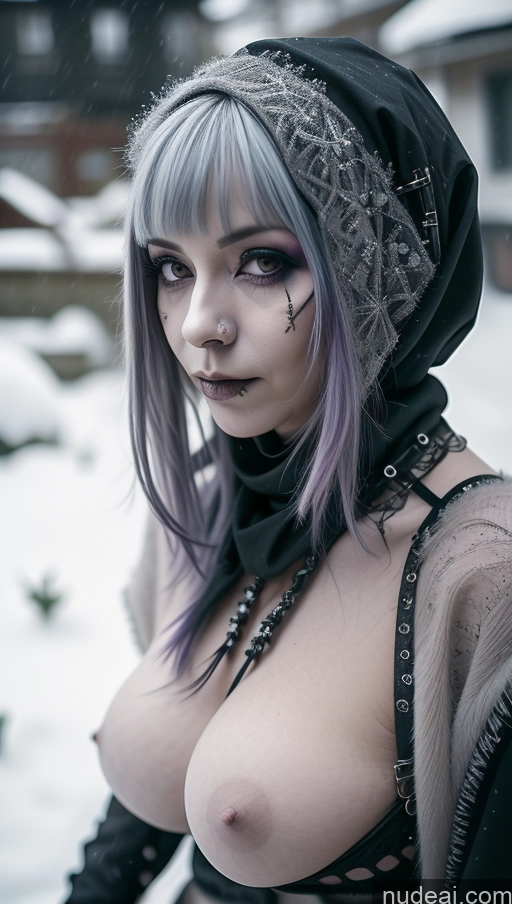 related ai porn images free for Purple Hair Gothic Punk Girl Close-up View Snow Busty Perfect Boobs Nigerian Milf